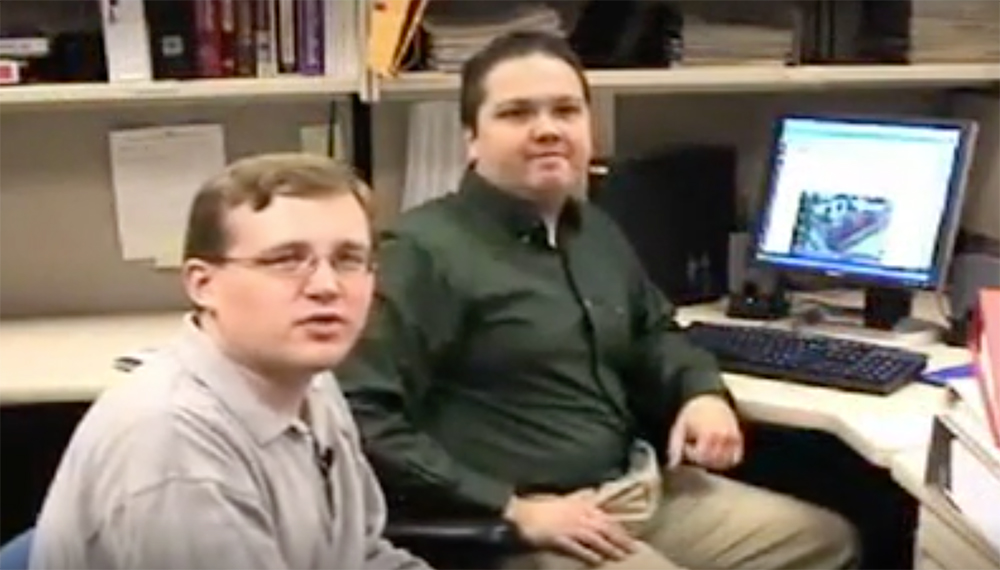 Cody Grivno at the computer.