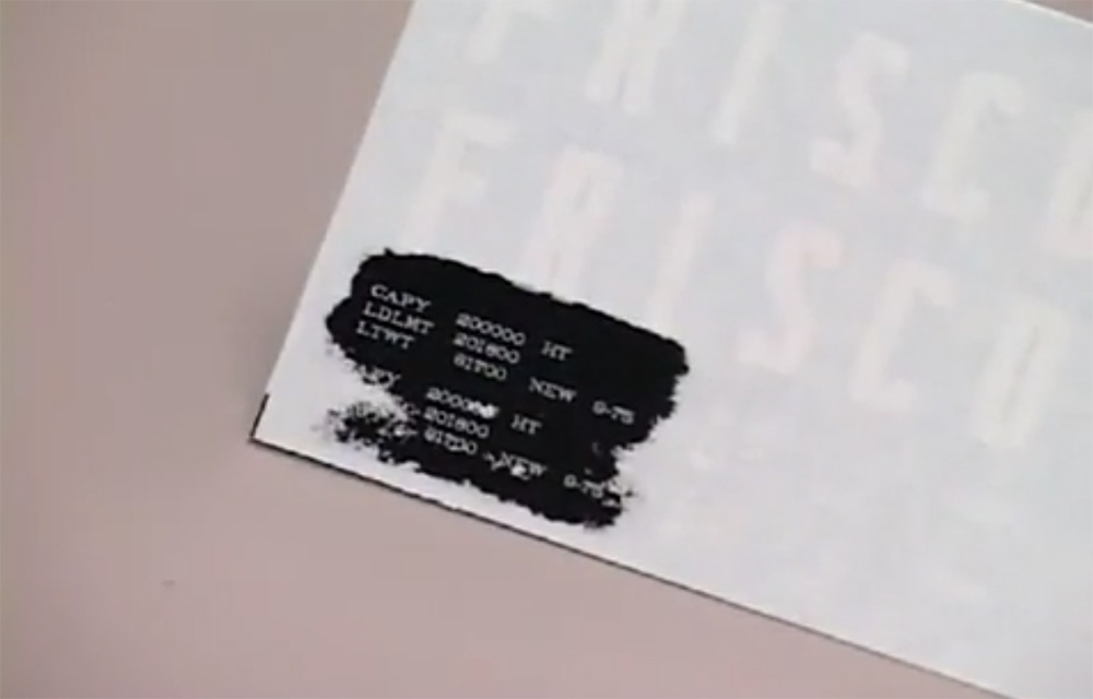 Closeup of white decals