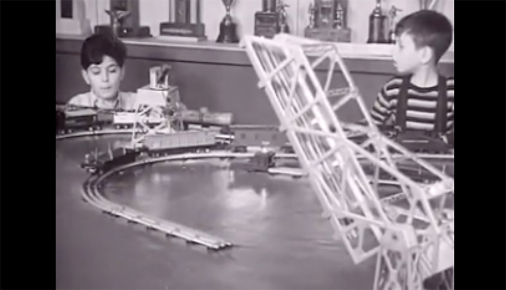 Vintage video footage of a Lionel showroom layout