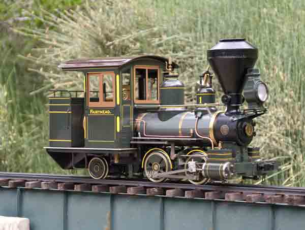 Small 0-4-2 garden scale steam locomotive.