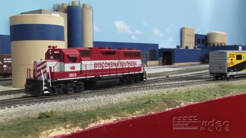 locomotive on a model railroad layout