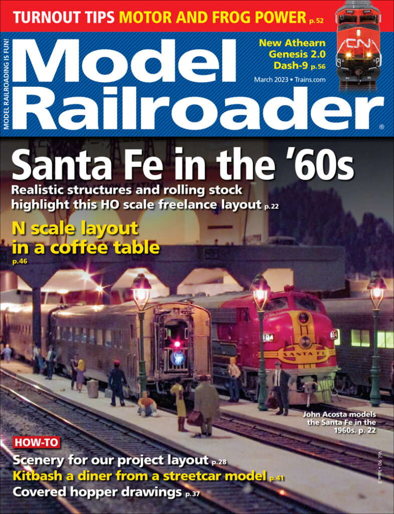 The March 2023 cover of Model Railroader magazine
