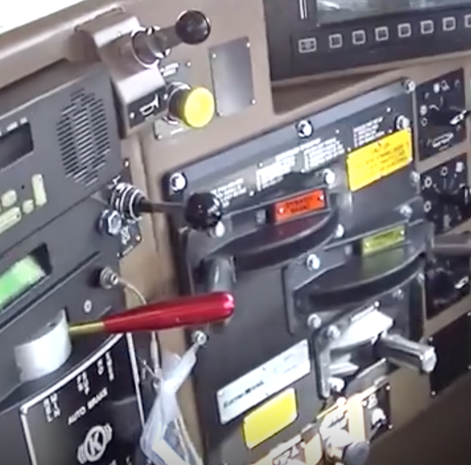 Interior locomotive controls.