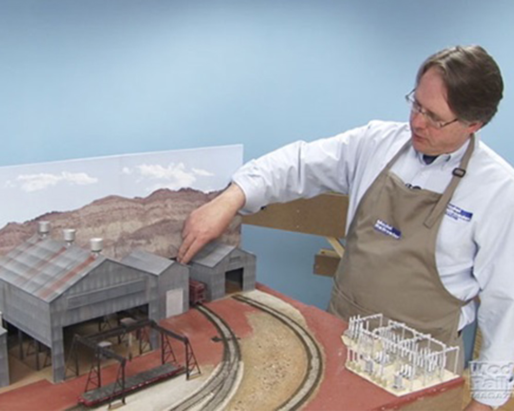 Structures and backdrops on the HO scale Eagle Mountain RR