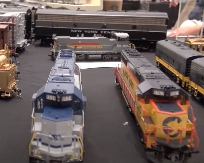 Several styles and sizes of locomotives.