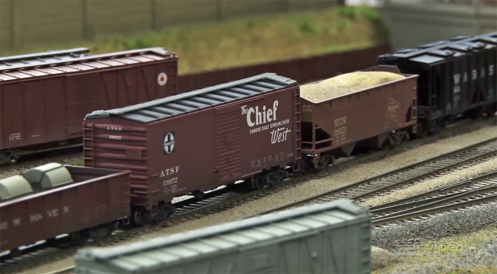 freight train on the HO scale Beer Line layout
