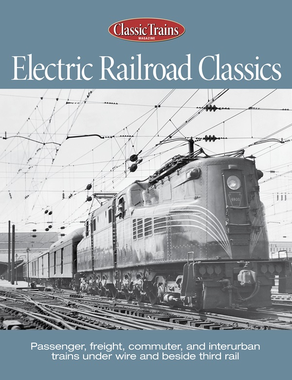 Cover shows a black and white photo of a vintage electric locomotive