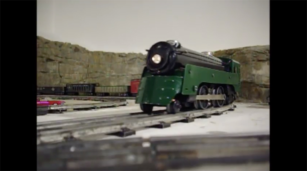 Marc locomotive on toy train layout