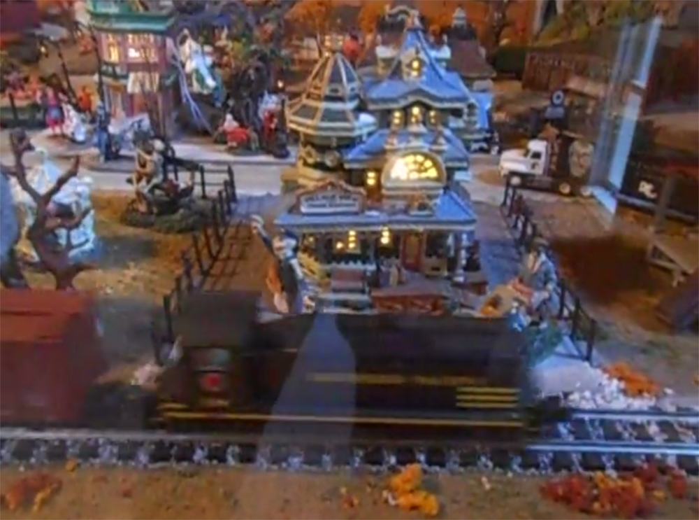 Halloween toy train layout