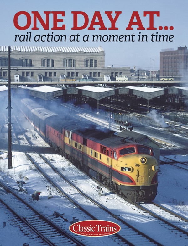 The cover shows a vintage color photo of a passenger train