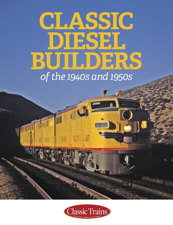 The cover shows a color photo of a vintage diesel locomotive