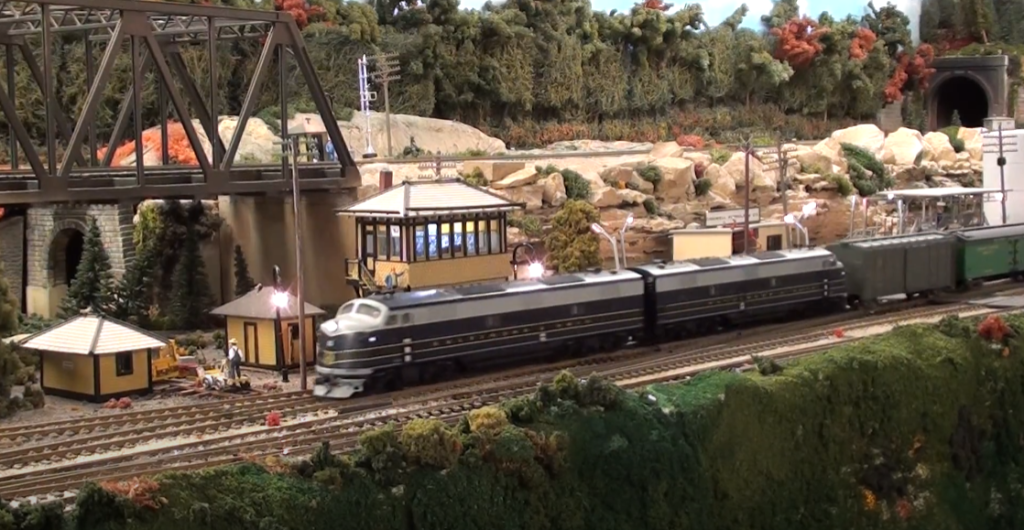 Model locomotive on a layout scene
