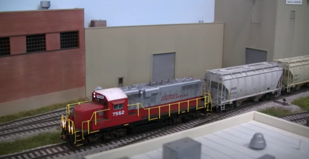 Diesel locomotive on a layout