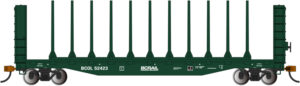 Bachmann Trains HO scale 52-foot center-beam bulkhead flatcar with side stakes