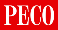 Red rectangle with PECO reversed out of it in white