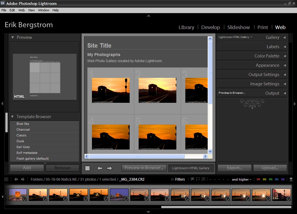 Abobe Photoshop Lightroom Web module