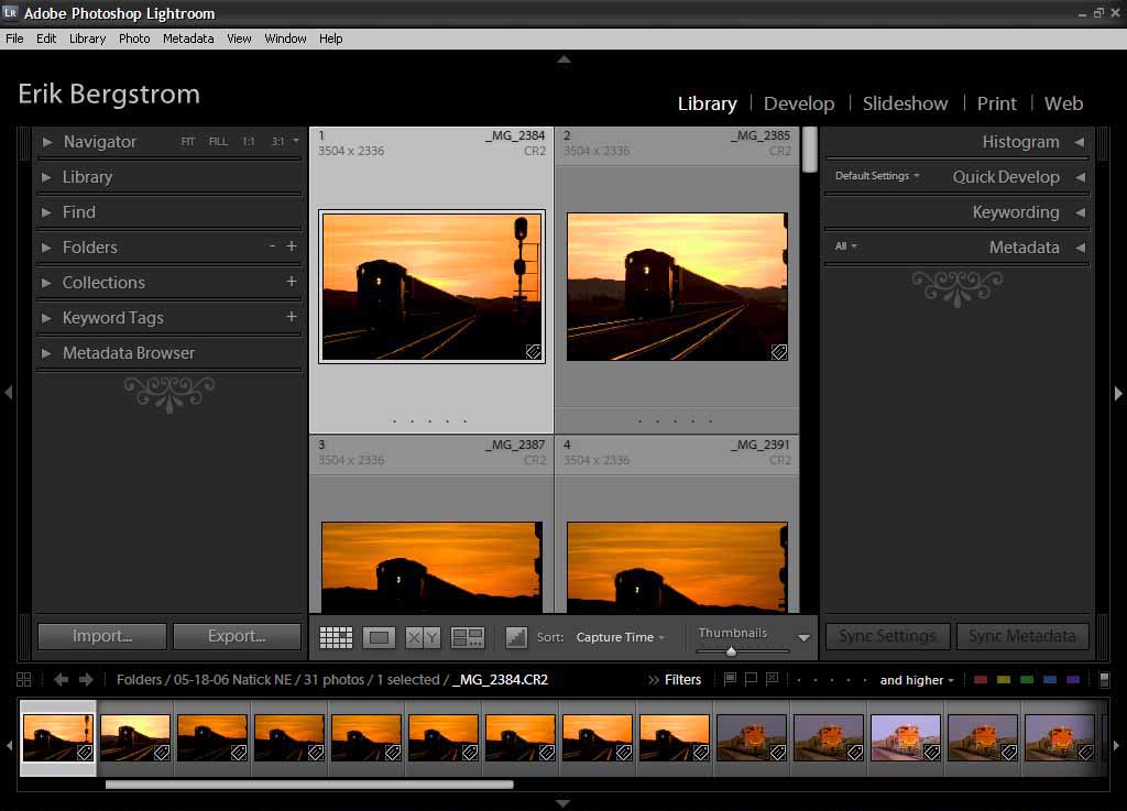 Abobe Photoshop Lightroom Library - Grid view