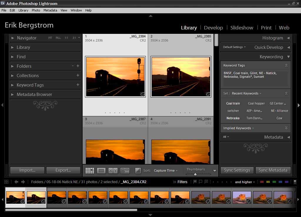 Abobe Photoshop Lightroom Library - Keyword tags