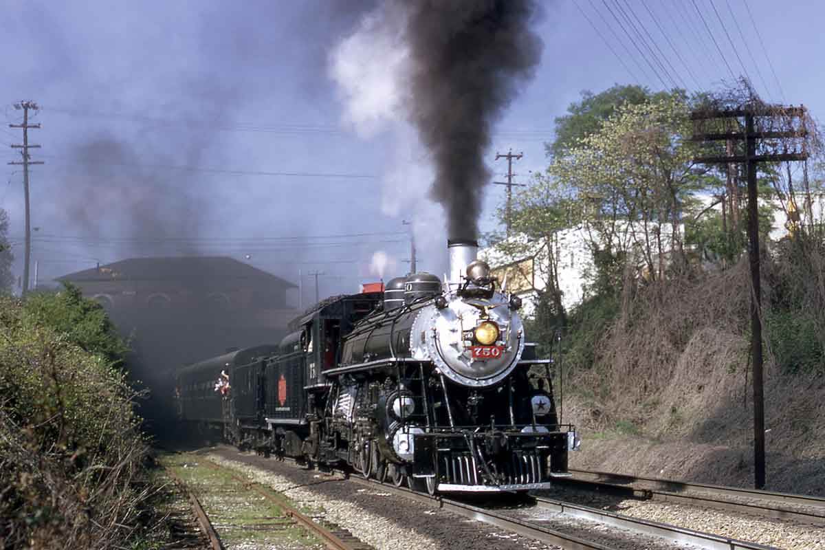 Smoking steam locomotive