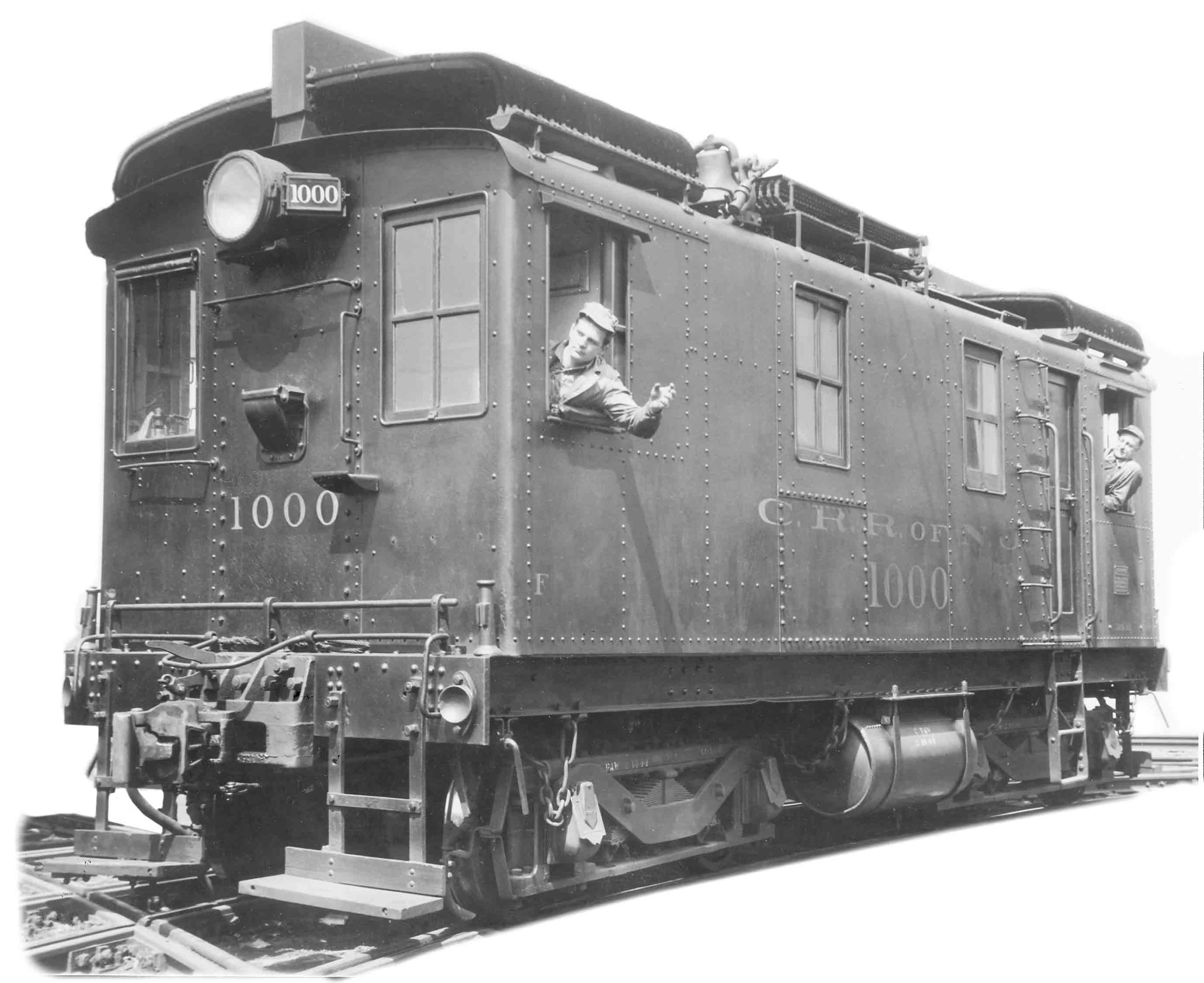 Boxcab diesel electric locomotive.