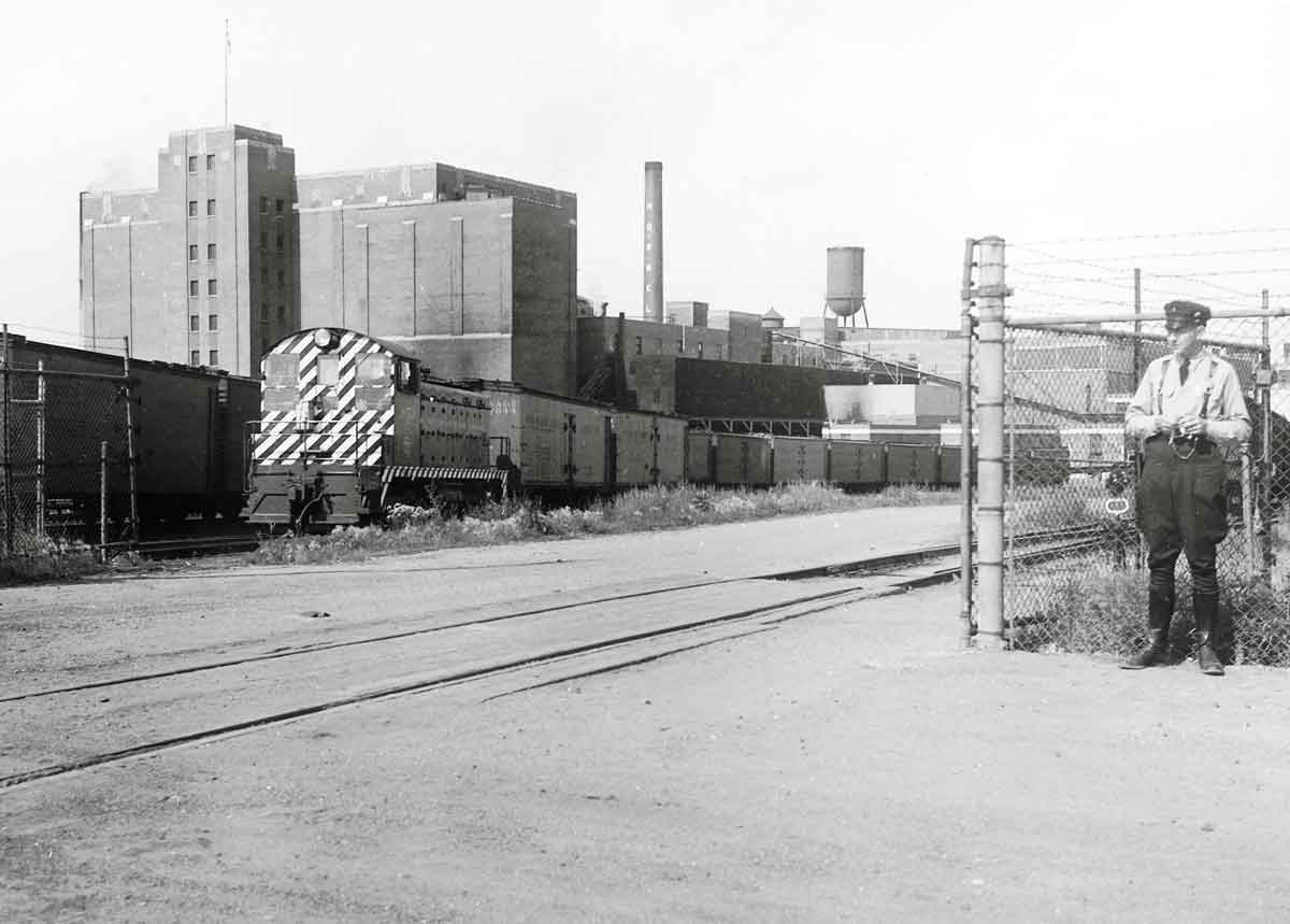 Milwaukee Road switcher at Hormel plant