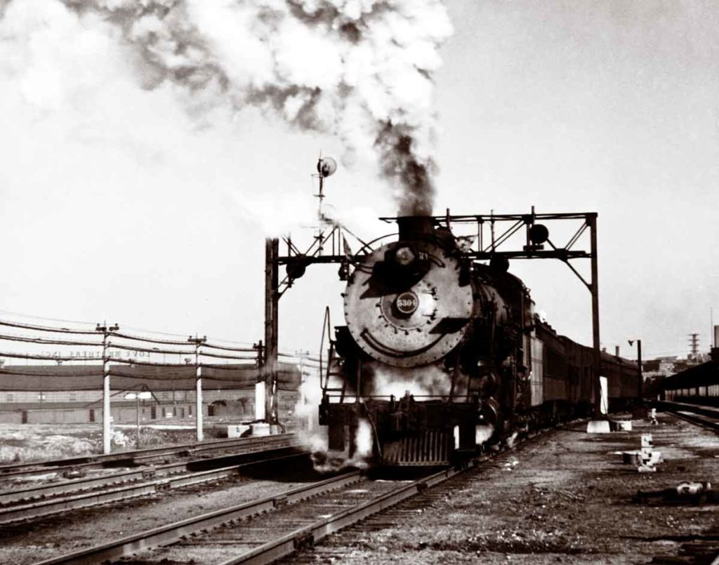 Burlington Route 2-8-2 in Aurora, Illinois
