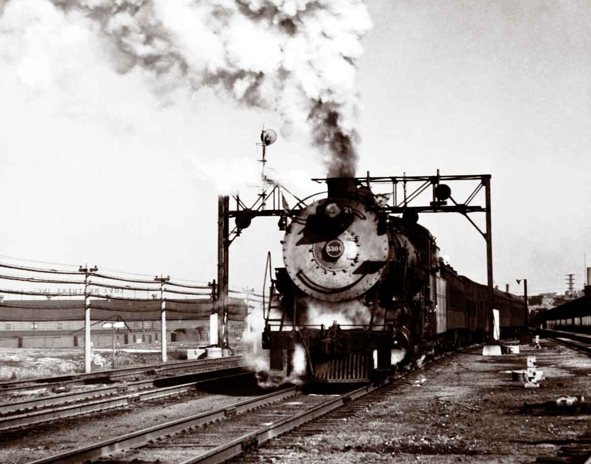 Burlington Route 2-8-2 in Aurora, Illinois