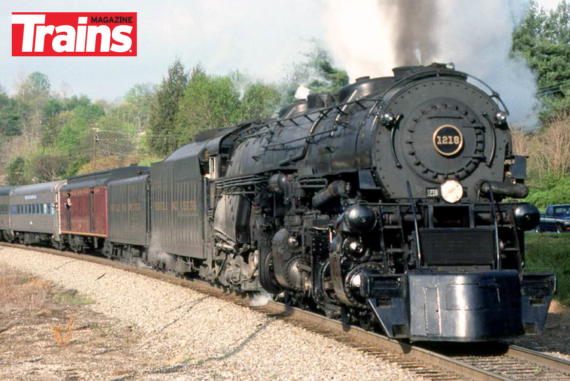 Norfolk & Western 2-6-6-4 Class A type steam locomotive pulls an excursion train in 1988.