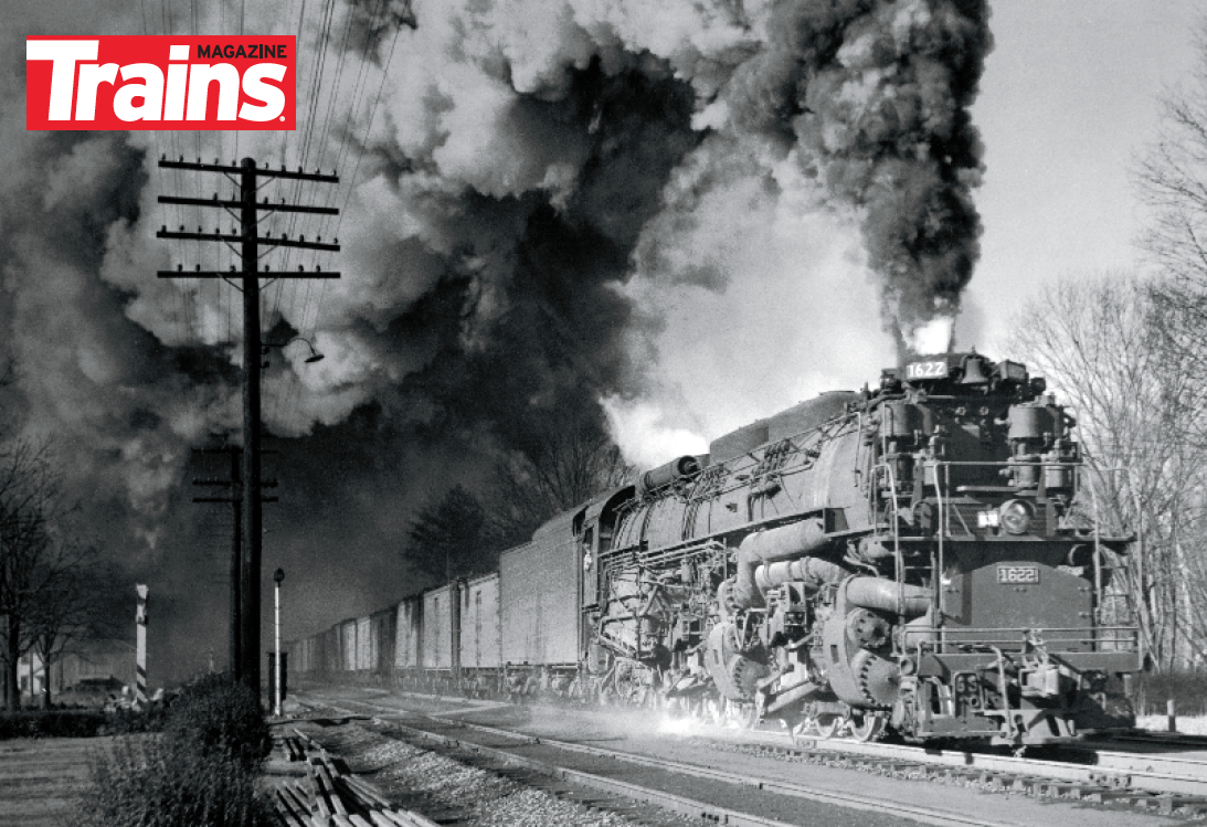 Chesapeake & Ohio Allegheny-type 2-6-6-2 steam locomotive No. 1622 pulls freight in West Virginia in the 1940s.