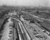 Passenger station full of trains seen from overhead