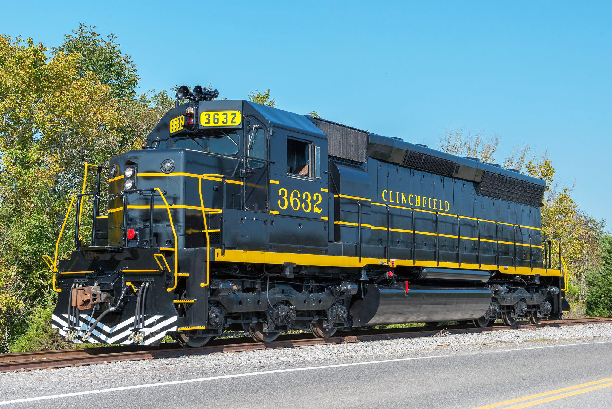 SD45 in black and yellow paint and Clinchfield lettering