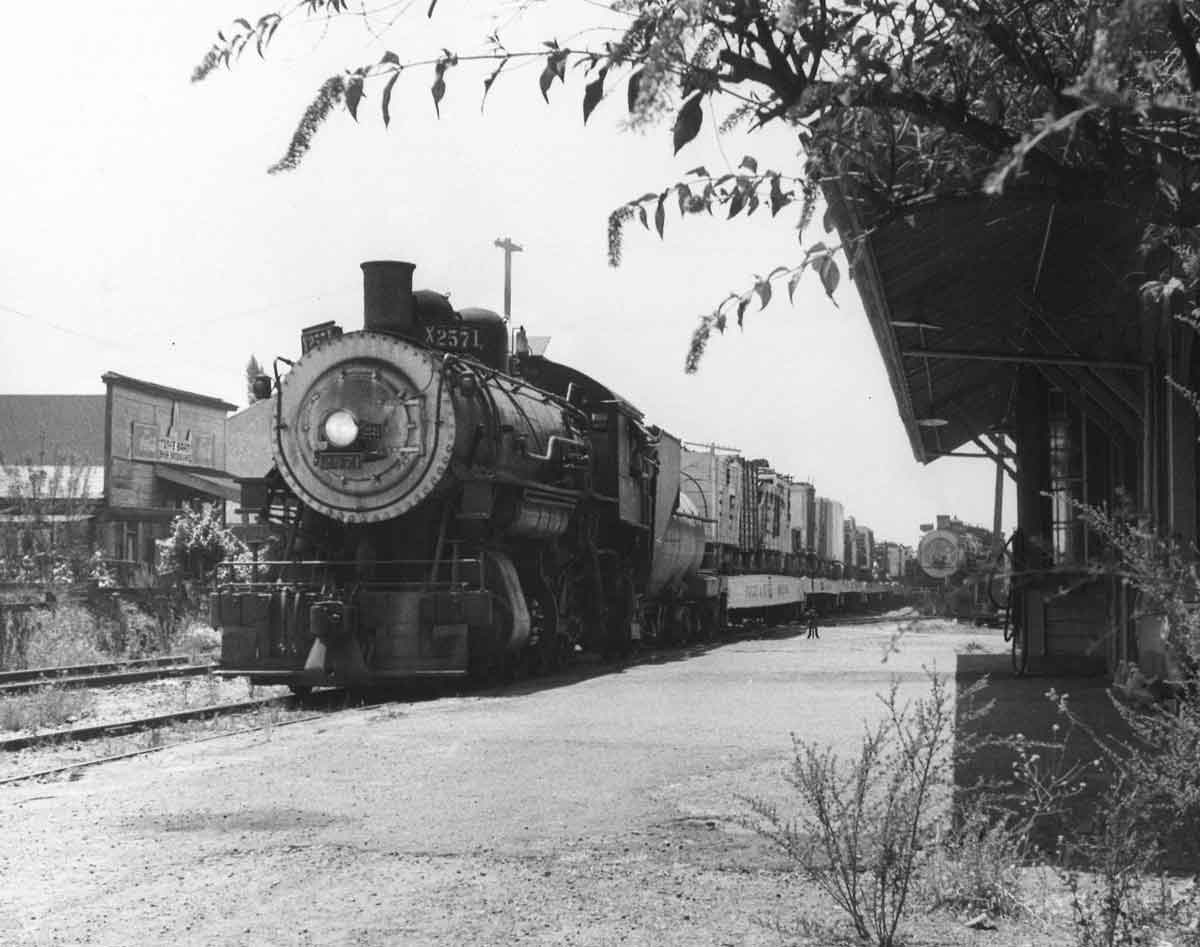Steam locomotive pulling circus train