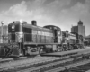Diesel locomotives in downtown station