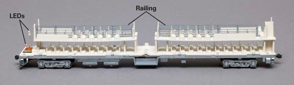 All the cars include detailed molded interiors with a separate silver-painted railing on the upper level