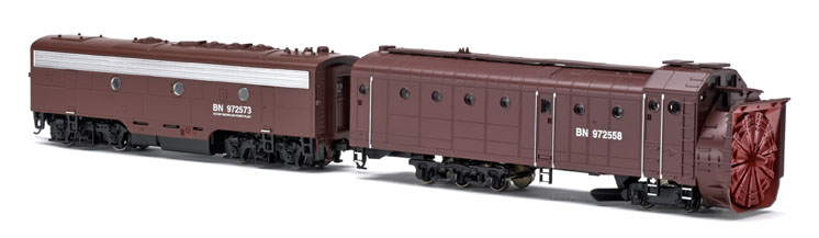 AthearnTrainsHOscaleRotarysnowplowwithElectroMotiveDivisionF7Bdiesellocomotive