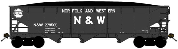 Bluford Shops N scale 70-ton three-bay offset-side hopper