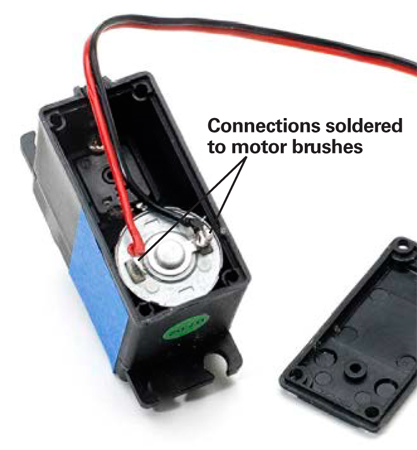 Fig1RevisedconnectionsWiressolderedtothemotorbrushesreplacetheoriginalprintedcircuitboard