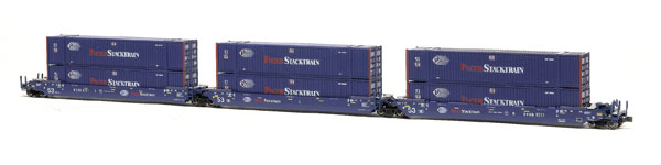 Kato USA N scale Gunderson Maxi-Stack IV three-unit articulated well car