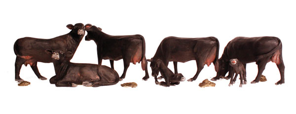 Woodland Scenics N scale Black Angus cows