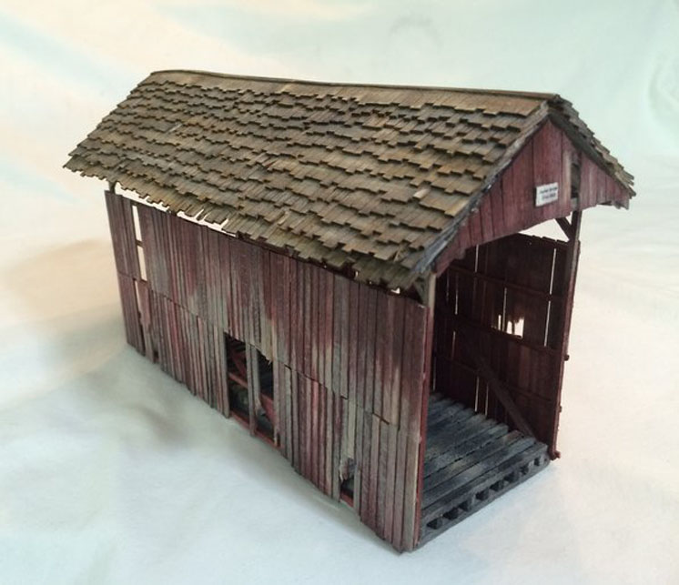 Hunterline HO scale 50-foot queen post truss covered bridge
