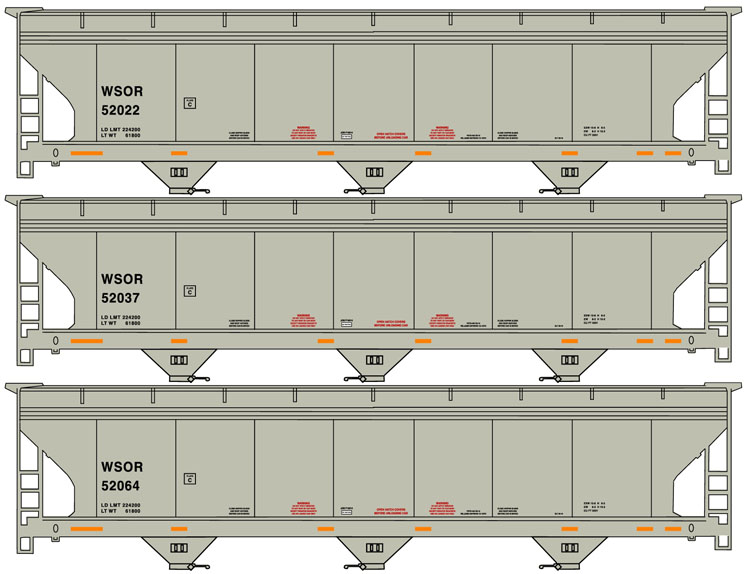 Accurail HO scale Wisconsin & Southern 52000-series three-bay covered hopper