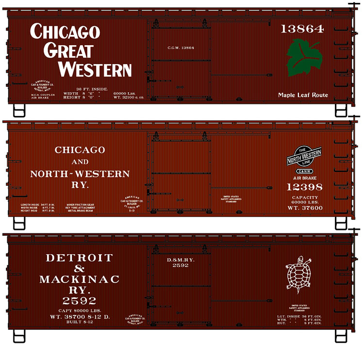 Accurail HO scale 36-foot double-sheathed boxcars