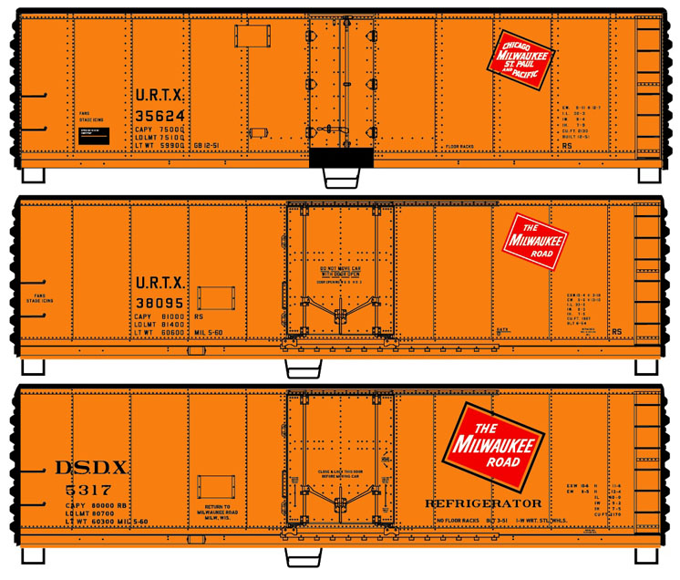 Accurail HO scale Milwaukee Road 40-foot steel refrigerator cars