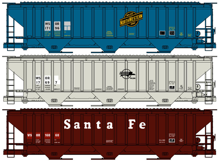 Accurail HO scale Wisconsin & Southern Pullman-Standard 4,750-cubic-foot-capacity three-bay covered hopper