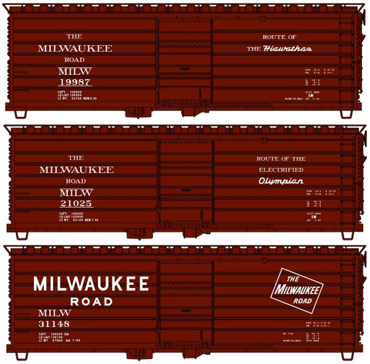 Accurail HO scale Milwaukee Road 40-foot ribbed-side boxcar