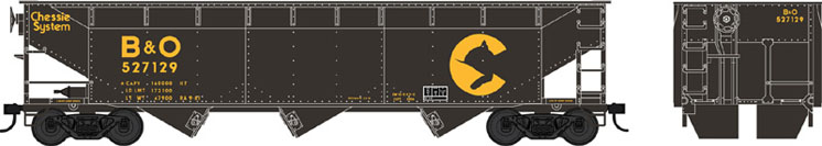 Bowser Manufacturing Co. Inc. HO scale 70-ton offset-side three-bay hopper