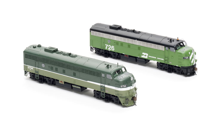 Athearn HO scale Electro-Motive Division FP7 and F7B diesel locomotives