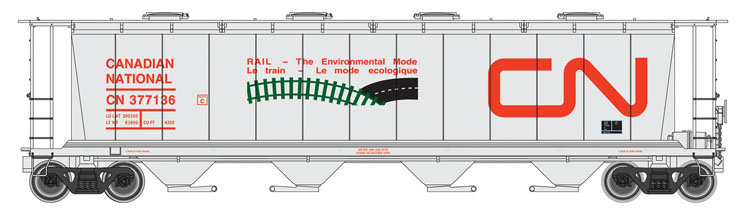 Wm. K. Walthers HO scale National Steel Car 4,550-cubic-foot-capacity four-bay cylindrical covered hopper