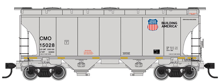 Wm. K. Walthers HO scale Trinity 3,281-cubic-foot-capacity two-bay covered hopper