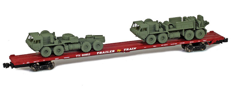 American Z Line 89-foot flatcar with loads